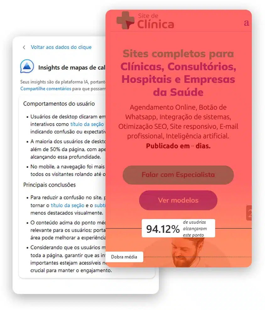 Inteligência artificial site de clinica microsoft